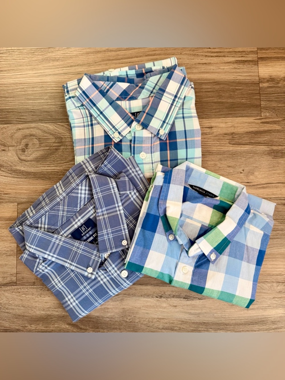 Coastal Dadcore Plaid Button Up Shirt Bundle Mens‎ Large Classic Fit